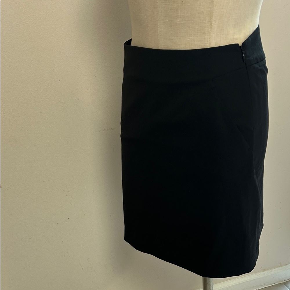 Theory Wool Blend black mini pencil skirt office with pockets stretchy size 00